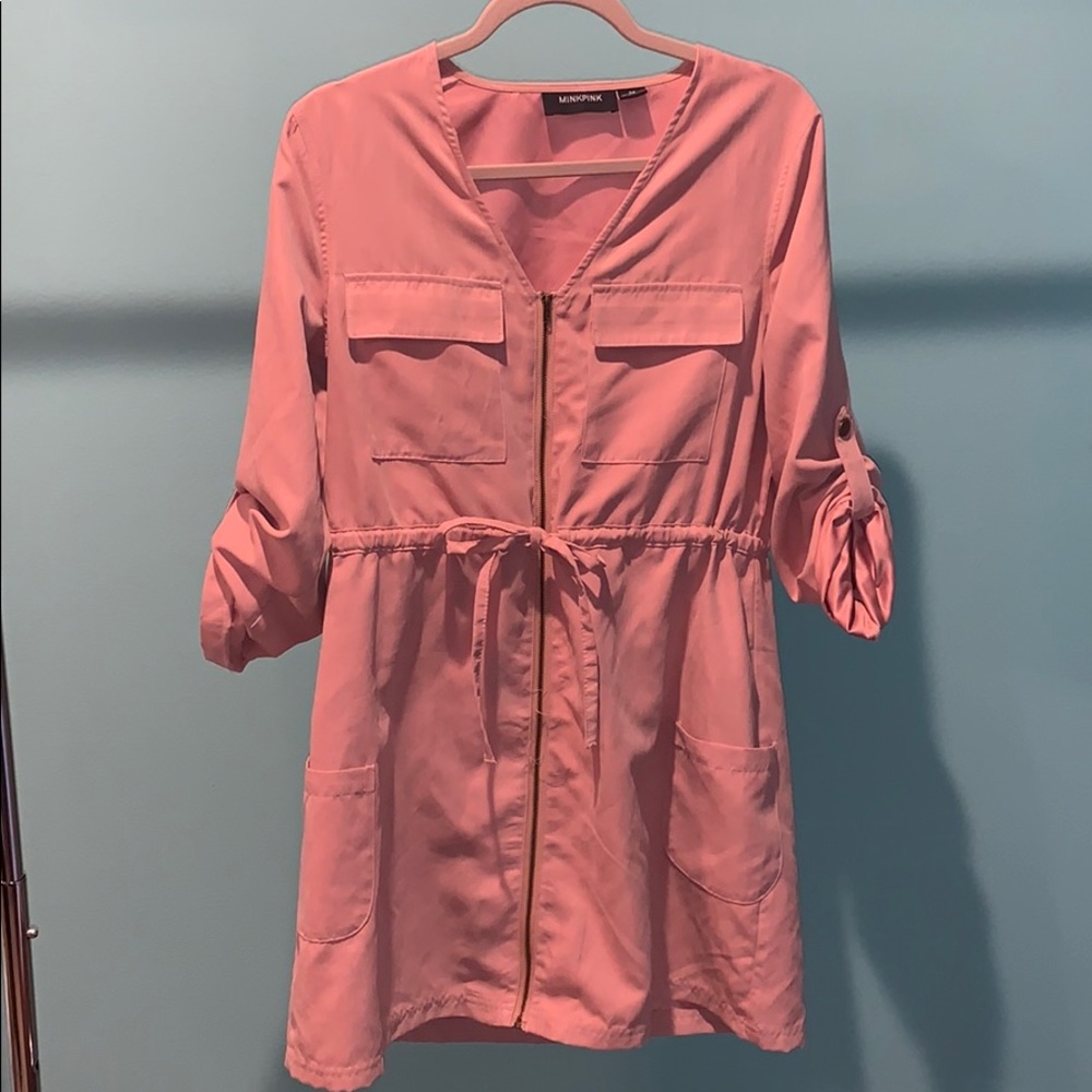 Suede light pink dress